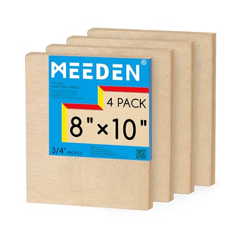 MEEDEN Unfinished Wood Canvas Board: 3/4” Deep 8x10” Wooden Canvas Panel Pack of 4 - Blank Cradled Wood Art Board for Painting - size: 8"x10"- 4 Pack