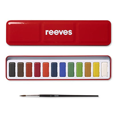 Reeves Watercolor Paint, Set of 12 Pans - style: Tin Set - 13 Piece