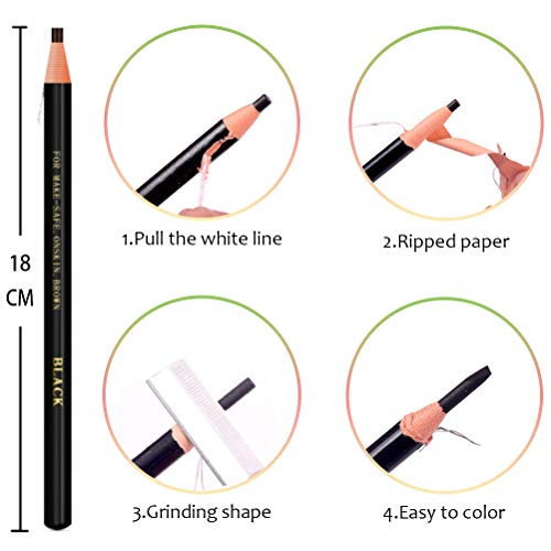 6 Piece Gray Colour Waterproof Eyebrows Pencil Tattoo Makeup And Microblading Supplies Kit-Permanent Eye Brow Liners In Waterproof Eyebrow Pencils Peel - Brow Pencil Set For Marking(6 Pcs) - color: Gray