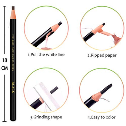 6 Piece Gray Colour Waterproof Eyebrows Pencil Tattoo Makeup And Microblading Supplies Kit-Permanent Eye Brow Liners In Waterproof Eyebrow Pencils Peel - Brow Pencil Set For Marking(6 Pcs) - color: Gray