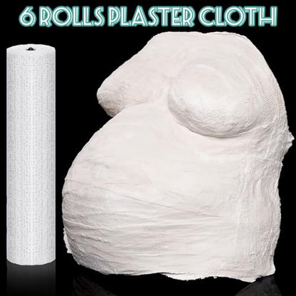 Heentan 6 Rolls Plaster Strips Plaster Gauze Bandages Blank Cloth Wrap Rolls for DIY Hobby Crafts, Belly Cast, Body Molds, Mask Making, Scenery Art(8 x 106 Inches) - size: 8 x 106 Inch