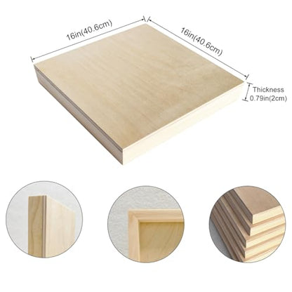 2 Pack 16 x 16 inch Wood Art Paint Boards, Unfinished Wood Canvas Panels for Crafts, Painting Canvas, DIY Art Gifts, Pouring, Arts Use with Oils, Acrylics (16×16 inch 2 Pack) - size: 16×16 inch 2 Pack