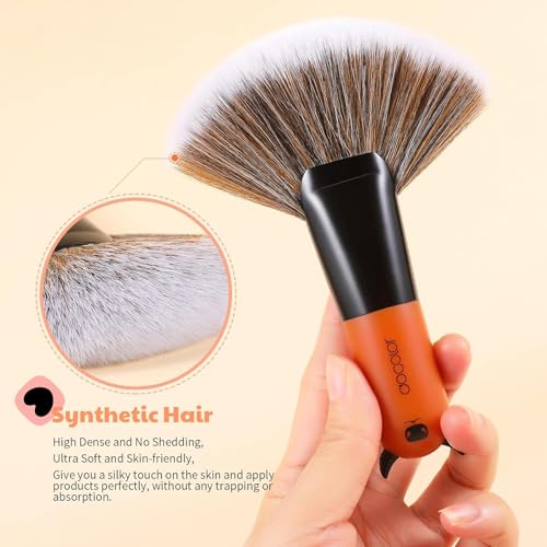 Docolor Fan Brush Professional Face Makeup Brush Highlighting Kabuki Premium Synthetic Hairs Cosmetic Tool, Red BULL Fan Brush - size: Red BULL Fan Brush