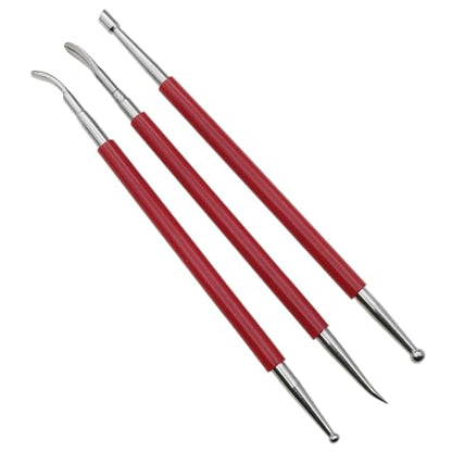 sunnates 3 PCS Leather Press Rub Tool Stainless Steel Leather Carving Modelling Tools Leather Carving Tools for DIY Leather Crafts