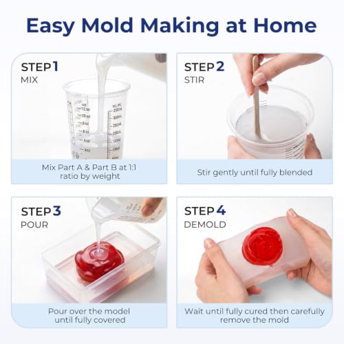 Nicpro 80oz Silicone Mold Making Kit, 15A Platinum Liquid Silicones Rubber, Flexible Silicone Molds Maker Mix Ratio 1:1 for Casting 3D Resins Candle Soap Molds DIY with Gloves, Sticks, Mixing Cups - size: 80oz