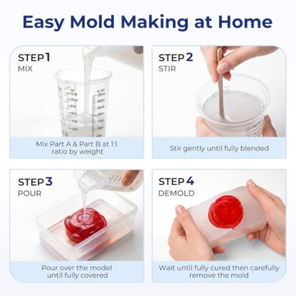 Nicpro 80oz Silicone Mold Making Kit, 15A Platinum Liquid Silicones Rubber, Flexible Silicone Molds Maker Mix Ratio 1:1 for Casting 3D Resins Candle Soap Molds DIY with Gloves, Sticks, Mixing Cups - size: 80oz