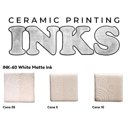 AMACO Ceramic Printing Ink, 8 oz. (236 mL), INK-60 White Matte | Cone 05-10 Intermixable Ceramic Printing Ink for Screenprinting, Monoprinting, and More on Bisque and Unfired Clay - color: Ink-60 White