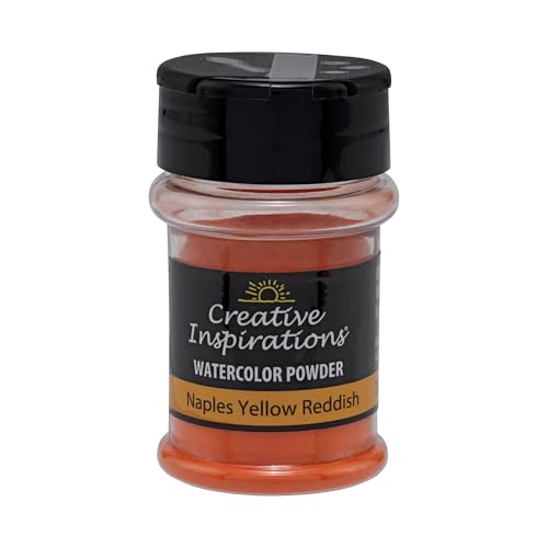 Creative Inspirations Powder Watercolor Paint - 38g Shaker Bottle, Naples Yellow Reddish - Dye-Based Water-Soluble Crystalline Pigments - Non-Toxic, Perfect for Abstract and Spontaneous Effects - color: Naples Yellow Reddish, style: Pack of 1