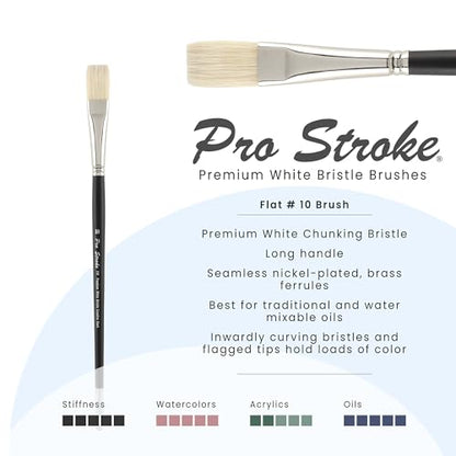 Creative Mark Pro Stroke Premium White Chungking Hog Bristle Artist Paint Brush - Flat # 10-2 Pack - Natural Bristle Brush w/Great Control Suitable for Oils, Watercolors, Acrylics, Alkyds, Caseins - size: 10 - 2 Pack