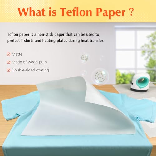 50 Pack PTFE Teflon Paper 16×11.7" 50 Sheets for Heat Press Heat Resistant Craft Mat,Sublimation Paper and Heat Transfer Paper Reusable - color: Teflon Paper, size: 11"×17" 50Sheets