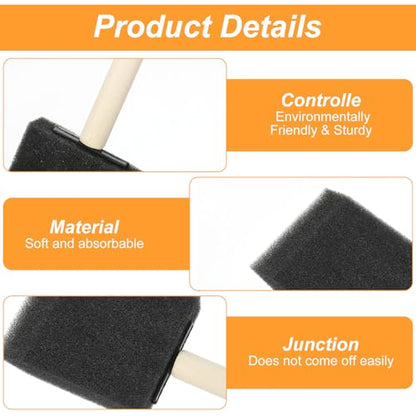 10PCS Foam Paint Brushes Set, Sponge Paint Brush with Wooden Handle, Foam Painting Brushes for Details or Large Area Painting, Staining, Varnishes and DIY Craft Projects (1/2/2.8/4 Inch)