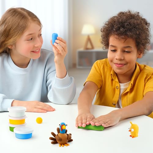 HEY CLAY Set - Colourful Modeling Air Dry Clay Kit for Kids 15 cans and Sculpting Tools with Fun Interactive Instructions App - Children 3+ (Farm Birds) - style: Farm Birds