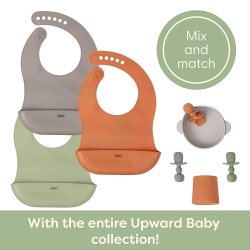 Upward Baby Silicone Suction Mat - Set of 3 Non Slip Silicone Mat - Baby Led Weaning - Kids Placemat for Dining Table High Chair - Toddler Feeding Supplies for Eating - Placemats for Restaurants - style: Gray/Beige/Green - 3pc
