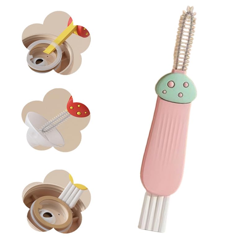 3 in 1 Cup Lid Cleaning Brush, 2024 New Portable Crevice Cleaning Brush Set for Baby Bottle Gap Tight Spaces Cup, Rotatable Cup Lid Cleaner Cup Mouth Scrubber - color: C-red