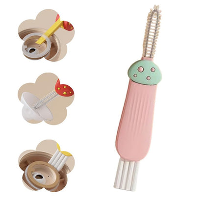 3 in 1 Cup Lid Cleaning Brush, 2024 New Portable Crevice Cleaning Brush Set for Baby Bottle Gap Tight Spaces Cup, Rotatable Cup Lid Cleaner Cup Mouth Scrubber - color: C-red