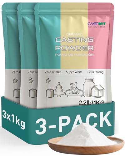 Casting Powder 3 kg, Zero Bubbles, Super White, Super Hard, Odorless, Plaster Gypsum Powder for Silicone Molds, 30 Minutes Demold, Suitable for Handicrafts, Decorations, Plaster Statues, DIY - style: 3 kg