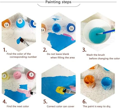 Clendo Beach Paint by Numbers Kit for Adults- Flower Coastal Adult Paint by Number Kits on Canvas, DIY Beach Scene Acrylic Oil Number Painting Kits Arts Crafts for Adults(16 x 20 Inch) - color: MT22665