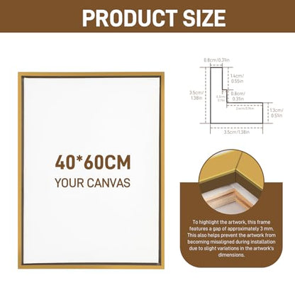 Fepinc Canvas Floating Frame, Canvas Frame 0.75 inches deep Floater for Canvas Panel Oil Painting Wall Art Prints (Gold, 15.7x23.6) - color: Gold, size: 15.7x23.6