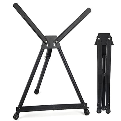 Falling in Art Aluminum 15" to 21" Tabletop Easel Display, Black Tripod with Rubber Feet, Holds Canvas, Paintings, Books, Photos, Signs - style: 1 PACK