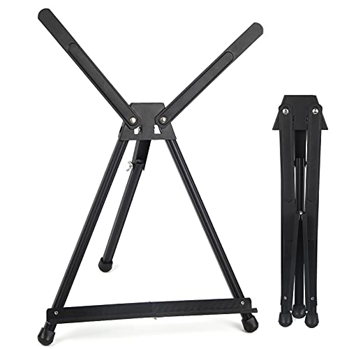 Falling in Art Aluminum 15" to 21" Tabletop Easel Display, Black Tripod with Rubber Feet, Holds Canvas, Paintings, Books, Photos, Signs - style: 1 PACK