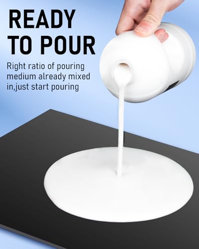Nicpro White Metallic Pearl Color Acrylic Pour Paint, 33.8 Ounce Pre-Mixed Pouring Paint Supplies with Silicone Pour Oil, Gloves for Canvas, Rock, Wood Cell Creation Flow DIY Art Painting, Ready to Pour - color: 33.8oz-metallic white