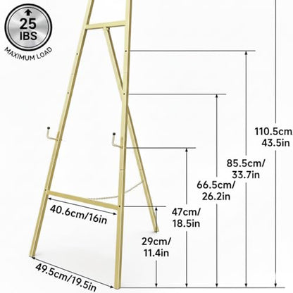 Gold Metal Easel Stand, Adjustable Floor Display Stand for Signs, Art, Mirrors, Posters, Foldable and Portable for Wedding, Home and Event Decor (Gold)