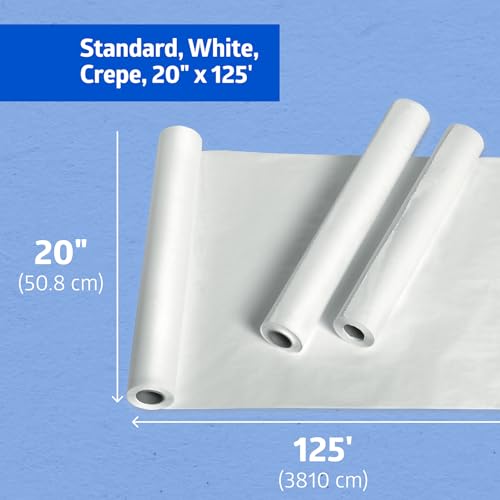 Medline Medical Exam White Crepe Table Paper, 20" x 125' and Durable for Healthcare Needs, Case of 12 Rolls - size: 20 inches x 125 feet, Case of 12 Rolls