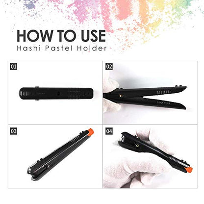HA SHI Adjustable Pastel Holder Set (2pcs), Universal Art Stick Extender for Soft Pastels, Charcoal & Erasers, Professional Grip Tool for Adult Artists, Prevents Breakage & Stains - color: Pastel Holder (2 Pieces)