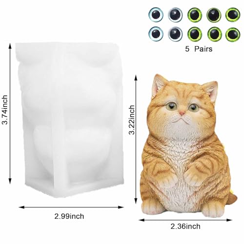 Cat Silicone Molds for Taba Squishy, Animal Taba Squishy Molds, Oversize Resin Casting 3D Fat Cat Resin, Flexible Effortless Liquid Silicone Squishy for Taba Squishy Kit, Stress Relief DIY - size: small