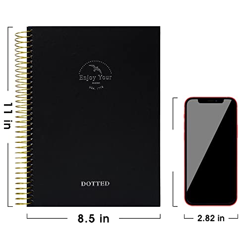 FLYING EAGLE Spiral Dot Grid Notebook Journal 8.5 x 11 Large Dotted Paper Notebook 210 Pages Hardcover Spiral Notebook for Men Women, Black - color: Black, size: dotted