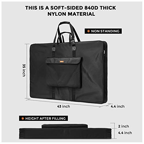 Nicpro Large Art Portfolio Bag 35 x 43 Inches Waterproof Nylon Artist Storage Case with Shoulder Strap, Storage Carrying Bag for Professional Artwork Sketch Drawing Canvas Photography Poster - size: 35 x 43 inches