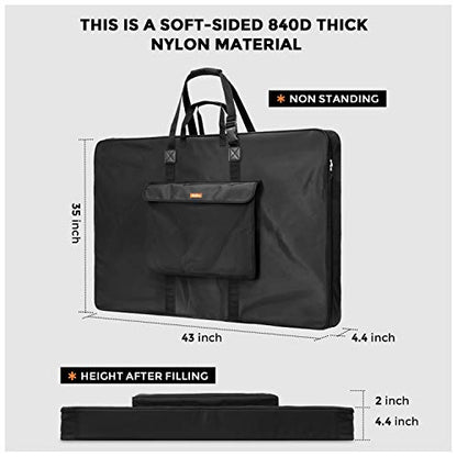 Nicpro Large Art Portfolio Bag 35 x 43 Inches Waterproof Nylon Artist Storage Case with Shoulder Strap, Storage Carrying Bag for Professional Artwork Sketch Drawing Canvas Photography Poster - size: 35 x 43 inches