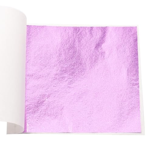 KINNO Gold Leaf Sheets for Art, 100 Sheets Light Purple Foil Multipurpose for Home, Wall, Frame, Ceiling, Furniture Decoration, 3.15 by 3.35 Inches - color: Lavender