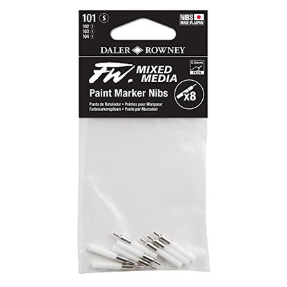 Daler Rowney FW Mixed Media Paint Marker Nibs, Pack of 8, Small .8mm Technical Nibs (D160323101) - style: 0.8MM Technical, Nibs