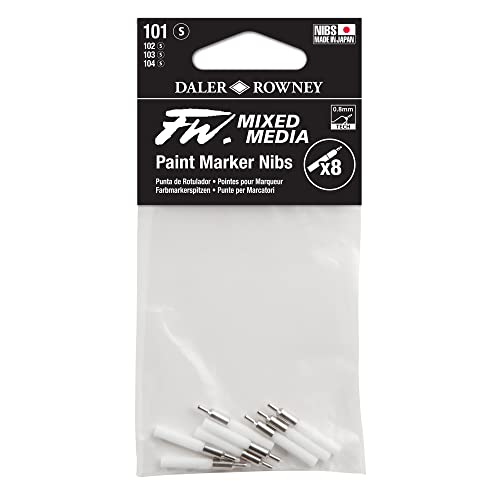 Daler Rowney FW Mixed Media Paint Marker Nibs, Pack of 8, Small .8mm Technical Nibs (D160323101) - style: 0.8MM Technical, Nibs