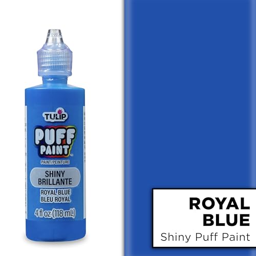 Tulip Puff Fabric Paint , Permanent Craft Paint for Clothes, DIY Projects, Notoxic, 4 fl oz 3-Pack, Shiny Royal Blue - color: Royal Blue