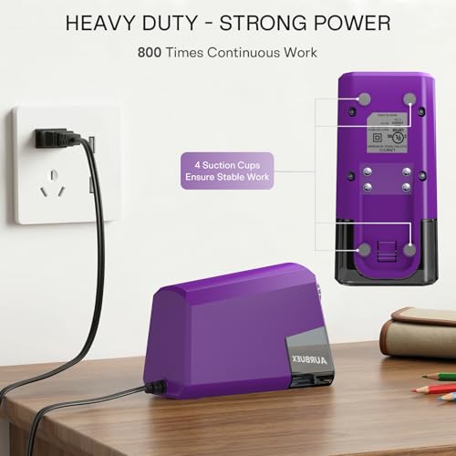 Heavy Duty Electric Pencil Sharpener-6-Hole for 6-12mm Pencils,Auto Start/Stop,Fast 4s Sharpening,Zinc Alloy Blade,10,000+ Sharpenings-Ideal for Classroom,Office & Art Use,Purple(S260) - color: Purple