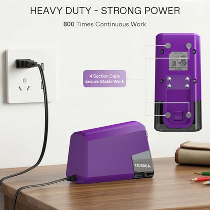 Heavy Duty Electric Pencil Sharpener-6-Hole for 6-12mm Pencils,Auto Start/Stop,Fast 4s Sharpening,Zinc Alloy Blade,10,000+ Sharpenings-Ideal for Classroom,Office & Art Use,Purple(S260) - color: Purple