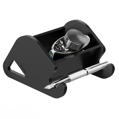 Homakover 1 Pack Acrylic Tilting Glass Ink Bottle Holder with Non-Slip Bottom, Calligraphy Oblique Nib Holder Stand, Tabel Decoration Fit for Ink bottle Pen, Ink bottle Not Include (Large) - size: Large