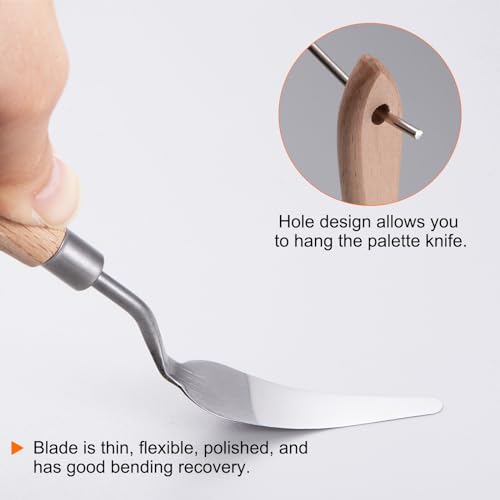 HARFINGTON 4pcs 7# Painting Palette Knife Pointy Stainless Steel Art Spatula Painting Pallet Knives Scrapers Tools with Plastic Handle for Acrylic Oil Canvas Mixing Spreading - size: 55mm x 15.5mm