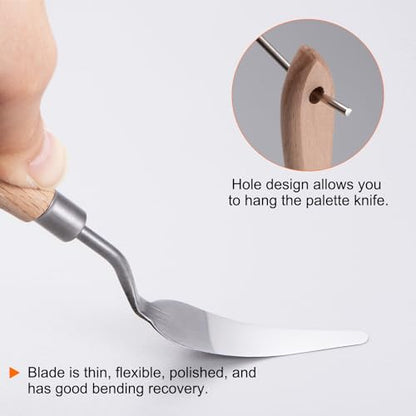 HARFINGTON 4pcs 7# Painting Palette Knife Pointy Stainless Steel Art Spatula Painting Pallet Knives Scrapers Tools with Plastic Handle for Acrylic Oil Canvas Mixing Spreading - size: 55mm x 15.5mm