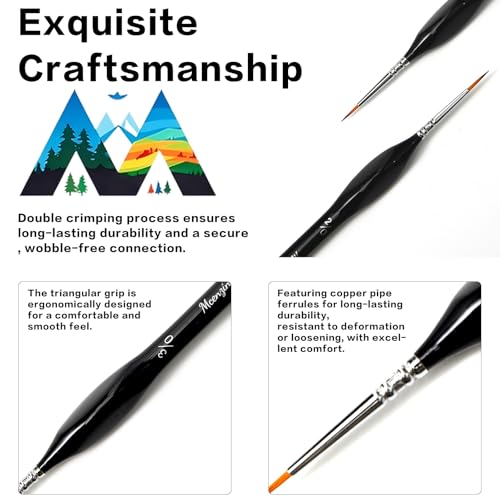 Detail Paint Brushes Set 10pcs Miniature Brushes for Fine Detailing, Acrylic,Model, Face, Figurine, Watercolor, Oil, Triangular&Circular Grip, Nylon Bristles - color: 10pcs Black Combo Set