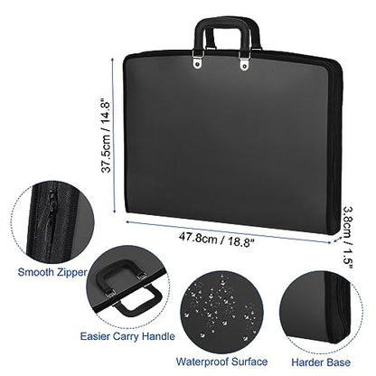 PATIKIL 11" x 17" Art Portfolio Case with Zipper, Portfolio Storage Bag Folder, Artist Carrying Case PP Material for Artist Storage Artwork Poster Painting Board, Black