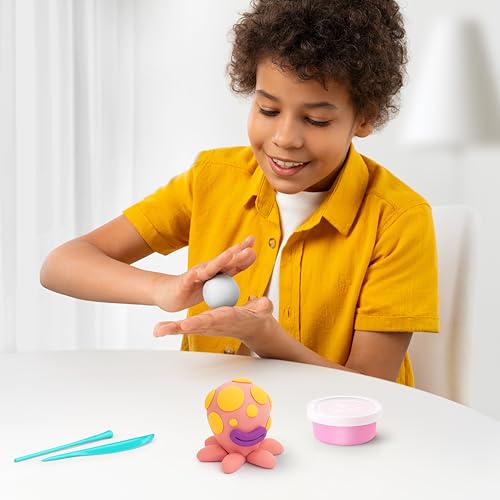 Hey Clay 15 Cans Set - Colourful Modelling Kids Air-Dry Clay 15 Cans with Sculpting Tools and Fun Interactive Instructions for Children Age 3+ (Ocean) - style: Ocean
