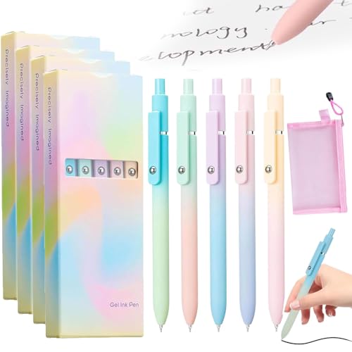 5 PCS Gel Ink Pens, 0.7mm Medium Tip Black Ink Roller Ball Pens, Quick Drying Pens for Smooth Writing, Cute Office School Supplies, Gifts for Women (20Pcs) - color: 20Pcs