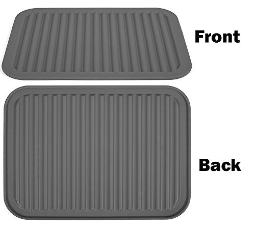 Silica gel Trivets Mat- Multi purpose Silicone Pot Holders, Spoon Rest and Kitchen Table Mat,Tableware Pad Coasters - Insulated, Flexible, Durable, Non Slip Hot Pads and Coasters(9" x 12")，Grey - color: Gray
