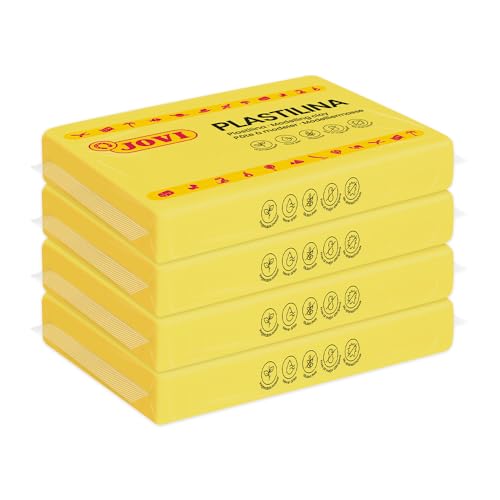 Jovi - Modeling Clay, 3 Pounds Total, 4 Non-Drying Yellow Bars, 0.77lb Each | Professional Arts and Crafts Non-Toxic and Gluten Free plasticine - color: Yellow