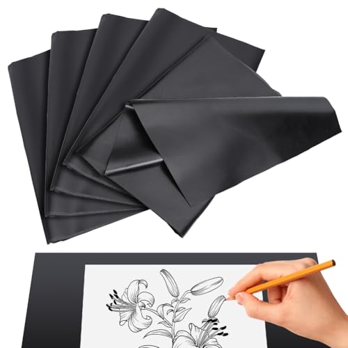 NBEADS 6 Pcs Large Carbon Paper for Tracing, 20.31x47.24 Inch Black Graphite Transfer Paper Carbon Wax Transfer Paper for Woodworking Fabric Canvas Patterns Sketch Drawing DIY Projects