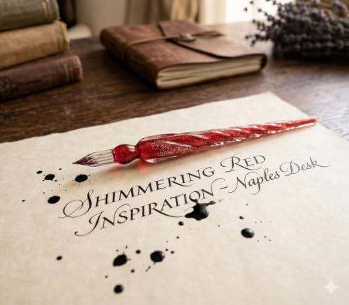 Nostalgic Impressions Murano Glass Calligraphy Dip Pen & Ink Set Shimmering Colors (Red) - color: Red