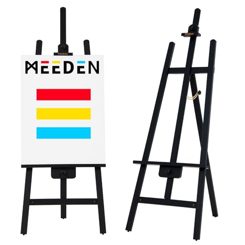 MEEDEN Black Easel for Painting: A Frame Wood Easel for Adults Artists Display Sign- Holds Canvas up to 48"